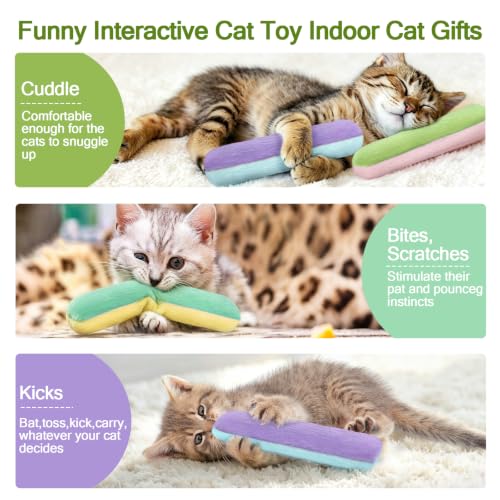 Retro Shaw Refillable Catnip Cat Toys Pillows, for Indoor Cats Kicker, 3PCS