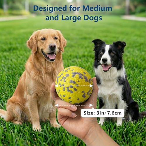 E-TPU Dog Balls, Tough High-Bounce Floating Fetch Toys, 2 Sizes - color: Blue, Orange, White & Yellow (4-Pack), size: Medium (3" diameter)