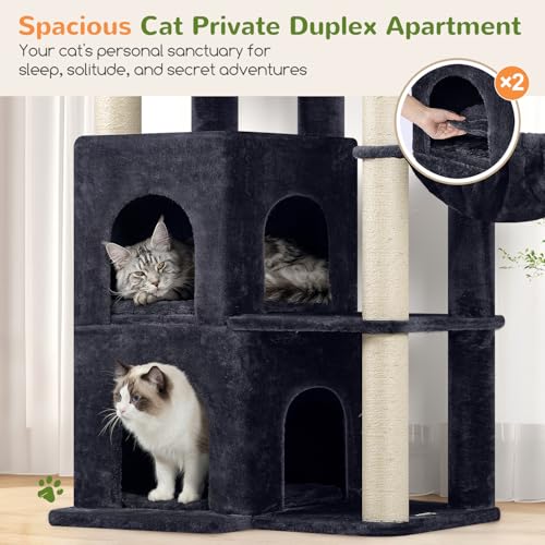 Globlazer Cat Tree Tower for Indoor Cats Large Adult, S63, Dark Grey - color: Dark Grey, size: XXL