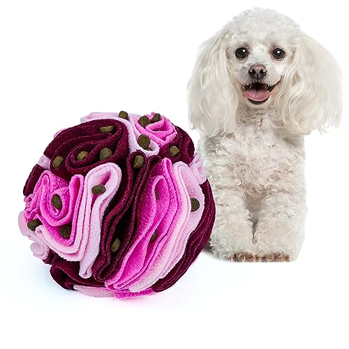 Pet Snuffle Ball, Puzzle Sniffing Interactive Dog Ball for Blind Dogs Training Stress Relief Dog Enrichment Toys Treat Machine Washable (Fantasy Pink, 10cm) - color: Fantasy pink, size: 10cm
