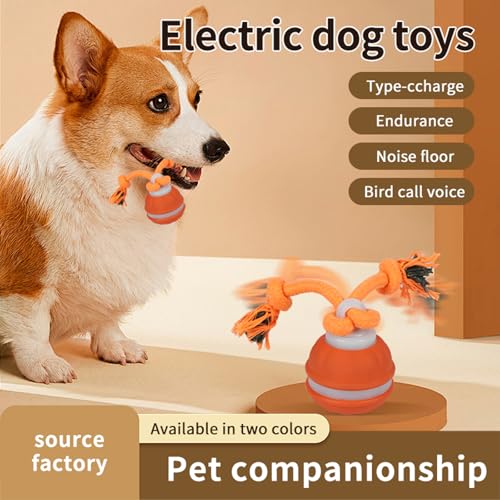 Interactive Dog Toys Dog Ball,Automatic Rolling and Bouncing Moving Dog Toy - color: 1 Orange