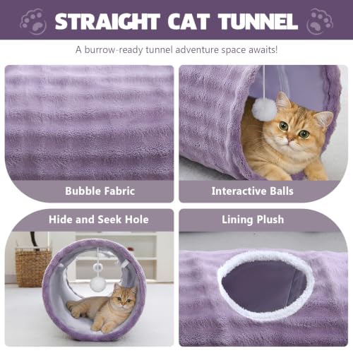 Straight Bubble Cat Tunnel for Indoor Cats 47"x12", Dusty Purple - color: Dusty Purple, size: Straight