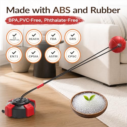 Dog Suction Cup Tug of War Toy, Interactive Self Play Dog Ball Toy with Chew Rope, Indestructible Bite Resistant Pet Training Tug Toy for Small Medium Large Dogs (Black red)