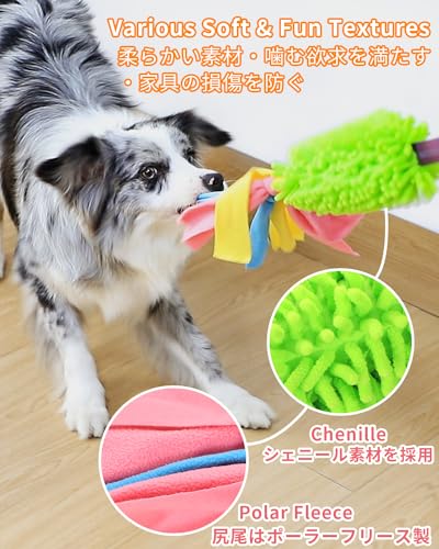 SCHITEC Tug Toy for Dogs, [2 Pack] Bungee Tug of War Squeaky Rope Toys for Exercise & Interactive Play Games, Puppy Training Pull Toy for Small Medium Large Dog - style: Artificial Wool+Short Handle, Chenille+Short Handle,