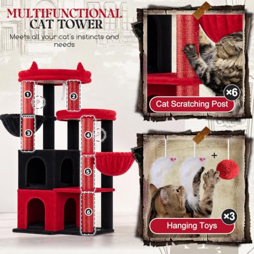 Globlazer Gothic Cat Tree Tower for Indoor Cats Large Adult, S63, Goth - color: Gothic, size: XXL