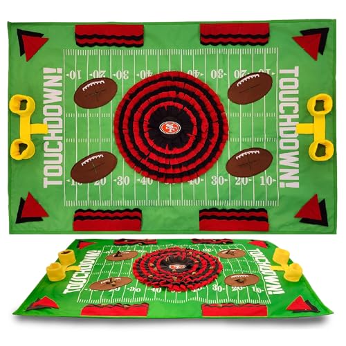 NFL San Francisco 49ers Dog Snuffle Mat – Interactive Pet Slow Feeder, Football Field Design Food Puzzle Toy for Dogs & Cats, Foraging Activity Mat for Smarter Feeding - color: SAN FRANCISCO 49ERS