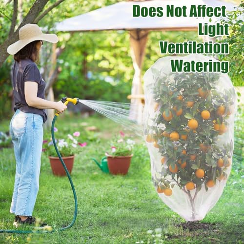 SATINIOR 6 Pcs Bird Netting for Garden 9.8 x 9.8 ft Garden Netting Plant Insect Mesh Bags Bush Net Cover with Drawstring Zipper for Blueberry Tomato Strawberry Plants Protection from Insect Squirrel - size: 9.8 x 9.8 ft