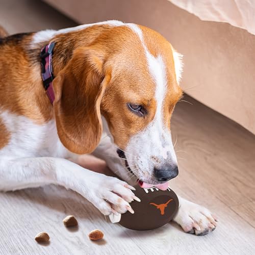 Pets First NCAA Texas Longhorns Football Treat Dispensing Toy for Dogs and Cats, Rubber Ball Pet Toy, Interactive Fun Doggie Treat Toy, Natural Rubber Feeding Toy (TX-3622) - color: Texas Longhorns