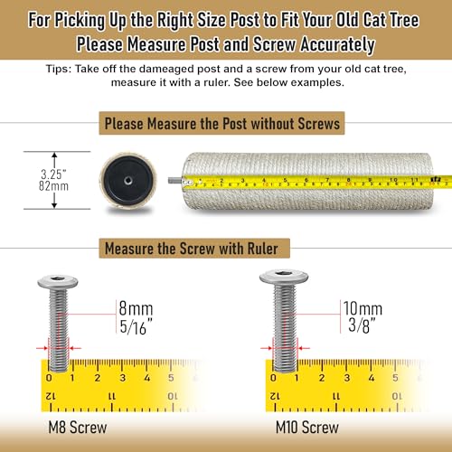 Catry Replacement Scratching Post for Any Cat Tree or Tower Post Repairing - size: 7.5 Inches