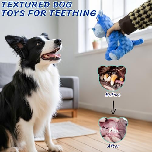 Squeaky Stuffed Dog Toys, Chew Hippo for Large Medium Small Breeds - color: Blue