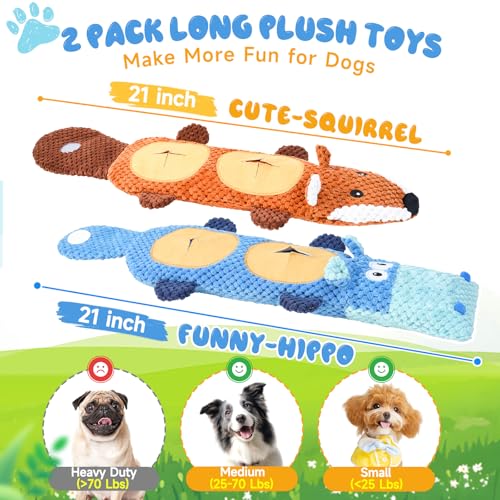 wodoca Dog Toys for Aggressive Chewers 2 Pack, No Stuffing Squeaky Chew Toy for Small Medium Breed, Puppy Teething Interactive Dog Toys to Keep Them Busy