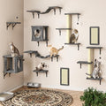 10 Pcs Cat Wall Shelves for Large Cats, Floating Climber with Scratcher - color: Grey, size: 10Pcs