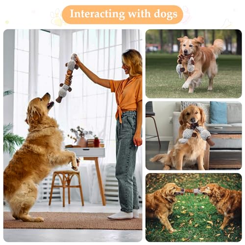 Squeaky Dog Toys, Stuffed Large Dog Toys to Keep Them Busy, Interactive Plush Chew Toys with Crinkle Paper, Tough Pet Animal Toys for Small Medium Large Dogs - Platypus - color: Brown