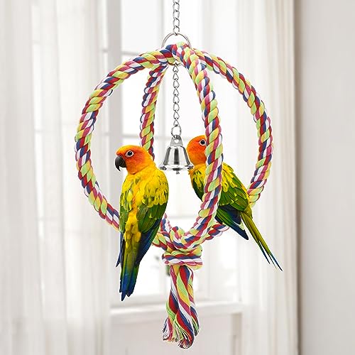 Wontee Bird Swing Colorful Rope Perch Climbing Toy for Parrots (8.3inch) - size: Regular (8.3 inch)