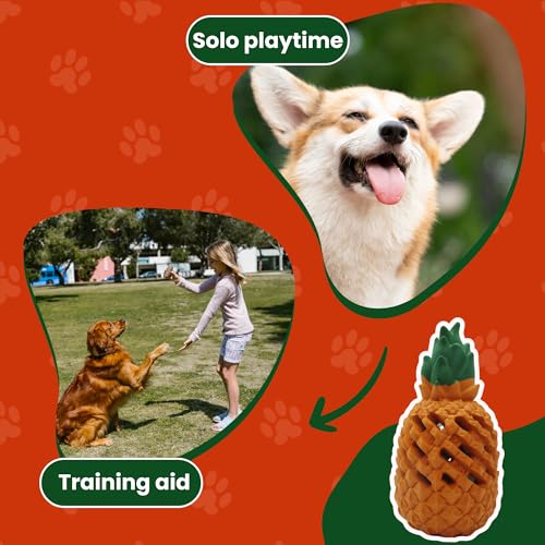 Pineapple Dog Toys for Large Dogs and Aggressive Chewers - Indestructible Chew Toy for Puppy Training - Small Medium Dogs - Tough Dog Toy Teething Relief