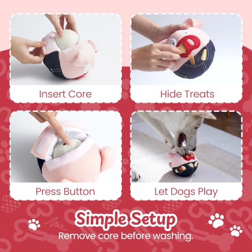Interactive Dog Toy, Treat-Hiding Pockets Bouncing Ball for Dogs, Plush Pig - style: Pig