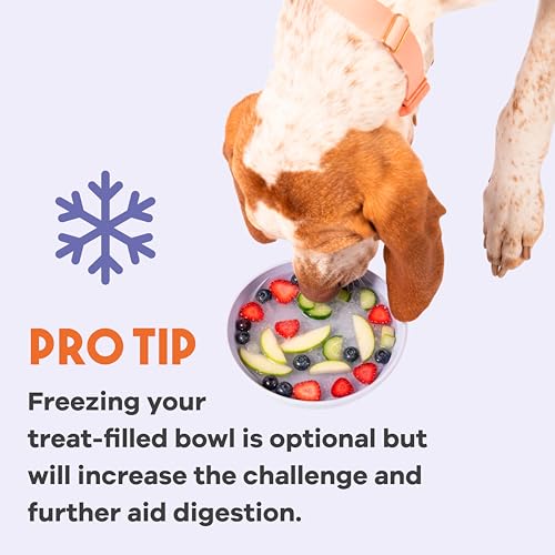 Wobbowl - Silicone Dog Freezer Bowl - Slow Feeder Bowl & Lick Mat (Almond) - color: Almond