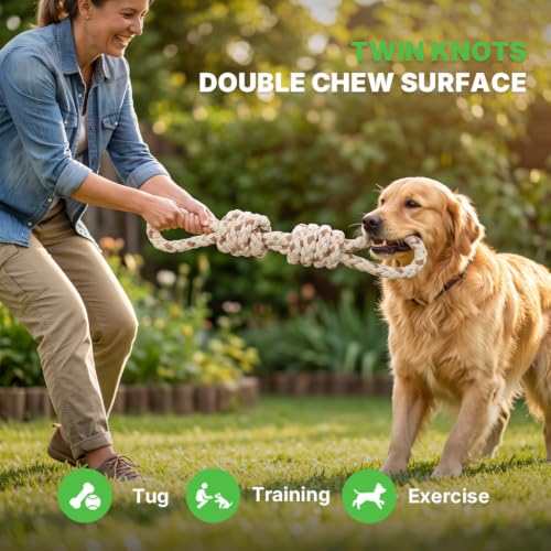 Tug of War Dog Toy, Dog Toys for Aggressive Chewers, Tough Dog Toys - color: Double Knot Tug