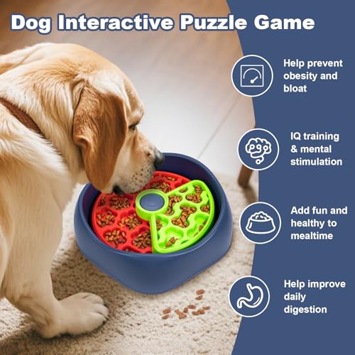 Star&Mi Slow Feeder Dog Bowls, 3-Layer Interactive Dog Puzzle Feeder, Dog Slow Feeder Bowl & Lick Bowl for Dogs, Non-Slip Dog Bowl Slow Feeder for Medium & Large Breeds, Holds 6–8 Cups - color: 3 Layer Bowl-Green&Red