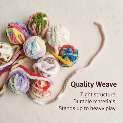 Cat Yarn Balls with Bell Inside, Kitten Toys Pack 5Pcs - color: A