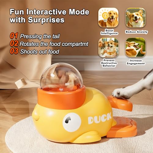 Duck Dog Treat Dispenser Toy, Interactive Slow Feeder Puzzle Toy - color: White