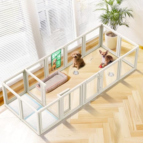 FXW AuraSpace Clear Acrylic Indoor Dog Playpen, 24" H, 16 Panels, White - color: White, size: 24"H