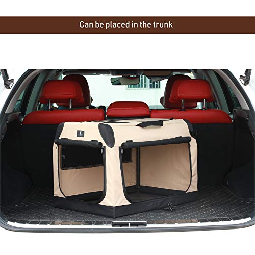 X-ZONE PET 3-Door Portable Soft-Sided Folding Soft Dog Travel Crate Collapsible Pet Kennel,X-Large, 36 x 25 x 25 Inches,Tan - size: 35.0"L x 25.0"W x 25.0"H
