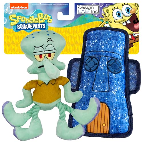SpongeBob SquarePants, Squeaky Plush Dog Toys, Squidward & Tiki, 2-Pack - style: Squidward and Tiki