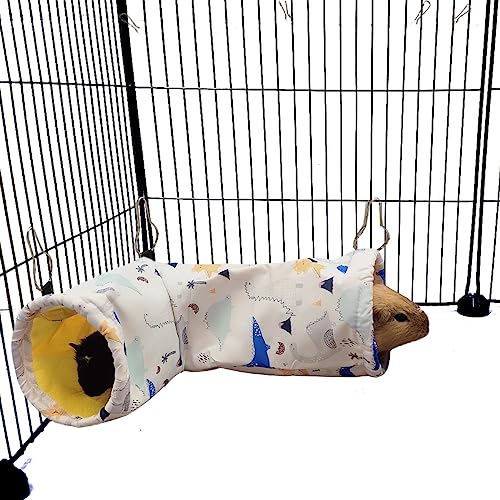 Large Caliber Guinea Pig Tunnel Hideout & Hammock, Rat Cage Corner Toy for Ferret Hedgehog Piggy to Hide and Shuttle (1. Tunnel-Dinosaur) - color: 1. Tunnel-dinosaur