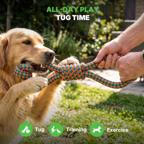 Dog Toys for Aggressive Chewers, Indestructible Dog Toys, Dog Tug Toy - color: Double Loop Tug