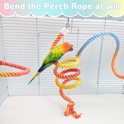 BNOSDM Bird Rope Perch 3 PCS Parakeet Climbing Toys Bendable Swing