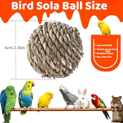 Natural Woven Grass Balls Small Pet Chew Toys, Handmade Wooden Bird Parrot Hamster Rabbit Foraging Balls, Safe Shred Toys for Parakeet Cockatiel Guinea Pig Chinchilla, Regular Water Grass Ball - style: Contemporary