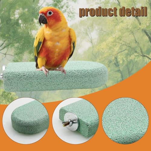 Pet Teeth Grinding Stone and Perch, Bird Perch Stands, Natural Chewing Toys for Small Medium Birds Budgies Conures Cockatiels Rats (4 Colores, Big) - color: 4 Colores, size: Big