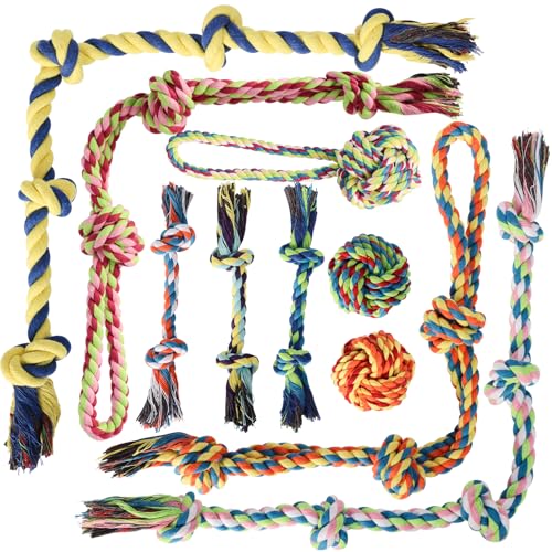 Aitmexcn Dog Rope Toys,10 Pack Cotton Chew Tug Toys for Small Medium Dogs - size: 10 Pack-Small