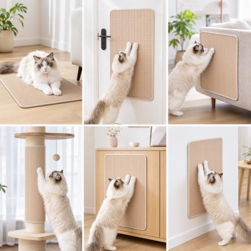 Large Cat Scratcher Mat, 39.3"×23.6" Sisal Cat Scratch Pad - color: Beige, size: 1 Pack-39.3"x23.6"