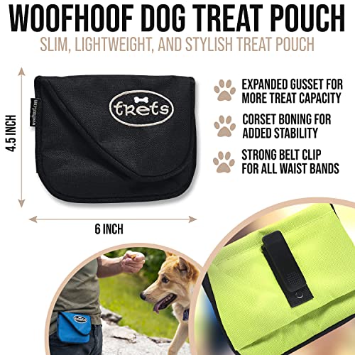 Woofhoof Dog Treat Pouch, Black Training Treat Pouch - Clip On Dog Treat Holder, Innovative No Spill Design, Magnetic Flap, Expandable Gusset, Made of Durable Nylon, Machine Washable - color: Black