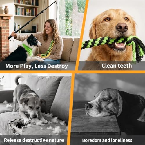 Flirt Pole for Dogs, 40" Extendable Aluminum Teaser Pole with 4 Lures - size: 40"(102cm)