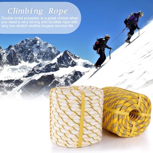 Arborist Rope Climbing Rope(1/2in x 100ft) 48 Strands Tree Rope for Climbing Tree Swing Pulling Sailing - size: 1/2 x 100ft, style: Yellow