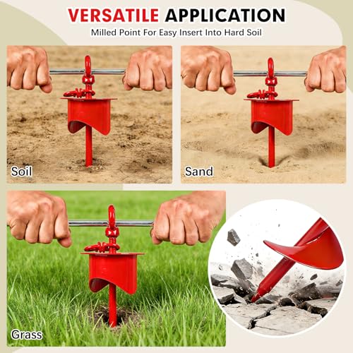 Snagle Paw Dog Tie Out Stake with Lock-Cap up to 360 Lbs,Heavy Duty Dog Stakes for Outside/Yard/Camping with Buffer Spring,360°Swivel Rust Proof Ground Anchor for Dog Cable,Leash,Chain - color: Red, 17in Stake (No Cable)