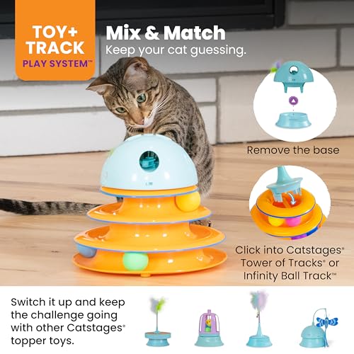 Catstages 2-in-1 Dart N’ Dash Electronic Cat Toy with Darting Feather, 5.3" - color: Blue, size: One-Size