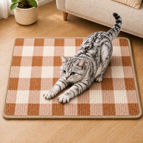 Cat Scratcher Mat, Natural Sisal Cat Scratch Pad for Cats - color: Coffee White
