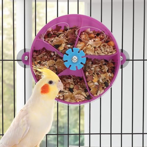 Hypeety Bird Foraging Toy Seed Food Rotating Wheel Feeder System for Parrot