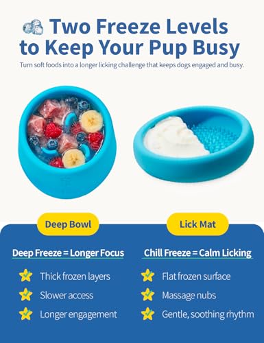 2-in-1 Dog Freezer Bowl & Licking Mat, Frozen Dog Treat Toy