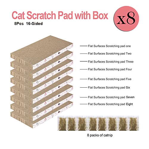 8 Packs in 1 Cat Scratch Pad, Cat Scratcher Cardboard,Reversible,Durable Recyclable Cardboard, Premium Scratch, Suitable for Cats to Rest, Grind Claws and Play - size: 8 IN 1