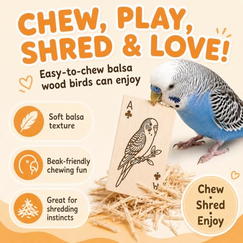 Natural Balsa Wood Bird Chew Toy 13 Count, Shredding Toy for Bird - color: Heart