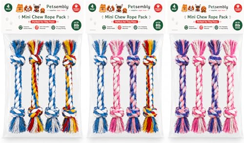 Mini Chew Rope Pack for Small Dogs – 4 Pack Puppy Rope Toys for Chihuahua, Pomeranian & Small Breeds – Tiny Paws Teething & Dental Chew Toys (Blue) - color: Blue