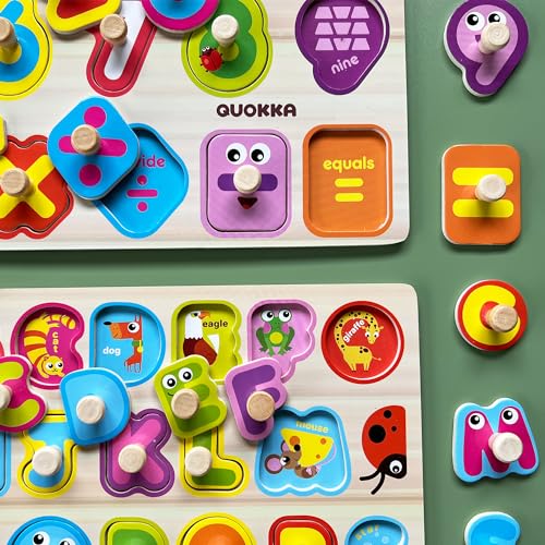 Wooden Puzzles for Toddlers 1-3 - 6X Set Toddler Puzzles Ages 2-4 with Rack - color: Set of 6