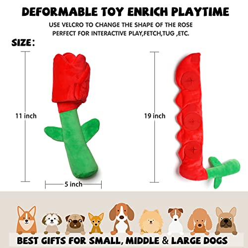 lilfrd Rose Valentines Day Dog Toy, Squeaky Crinkle Puzzle Gift for Dogs - style: Rose