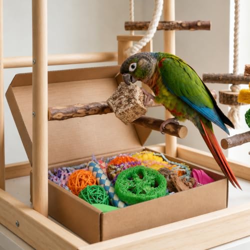 Bird Foraging Toys Box,26pcs Colorful Shredding & Chewing Toys