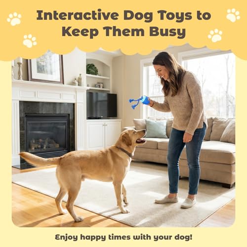 Interactive Dog Toys, Automatic Moving and Rolling Dogs Toy with Rope for Medium/Large Dogs, Interactive Dog Ball to Keep Them Busy(Blue) - color: Blue, size: Medium Large